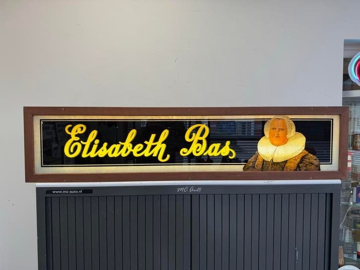 Vintage Elisabeth Bas Lichtbak -  Reclamebord, Verzamelen, Ophalen, Gebruikt, ., Lichtbak of (neon) lamp
