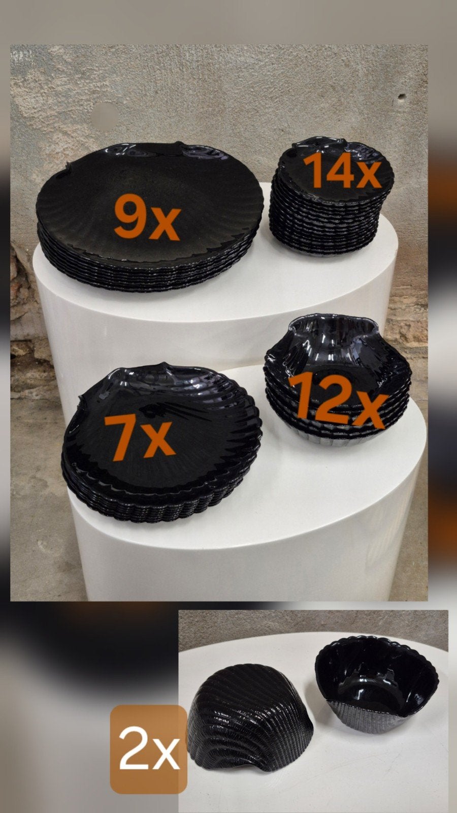 44!! X arcoroc arcopal coquillage schelpservies bord glas, Vintage, Ophalen of Verzenden, Compleet servies, Glas
