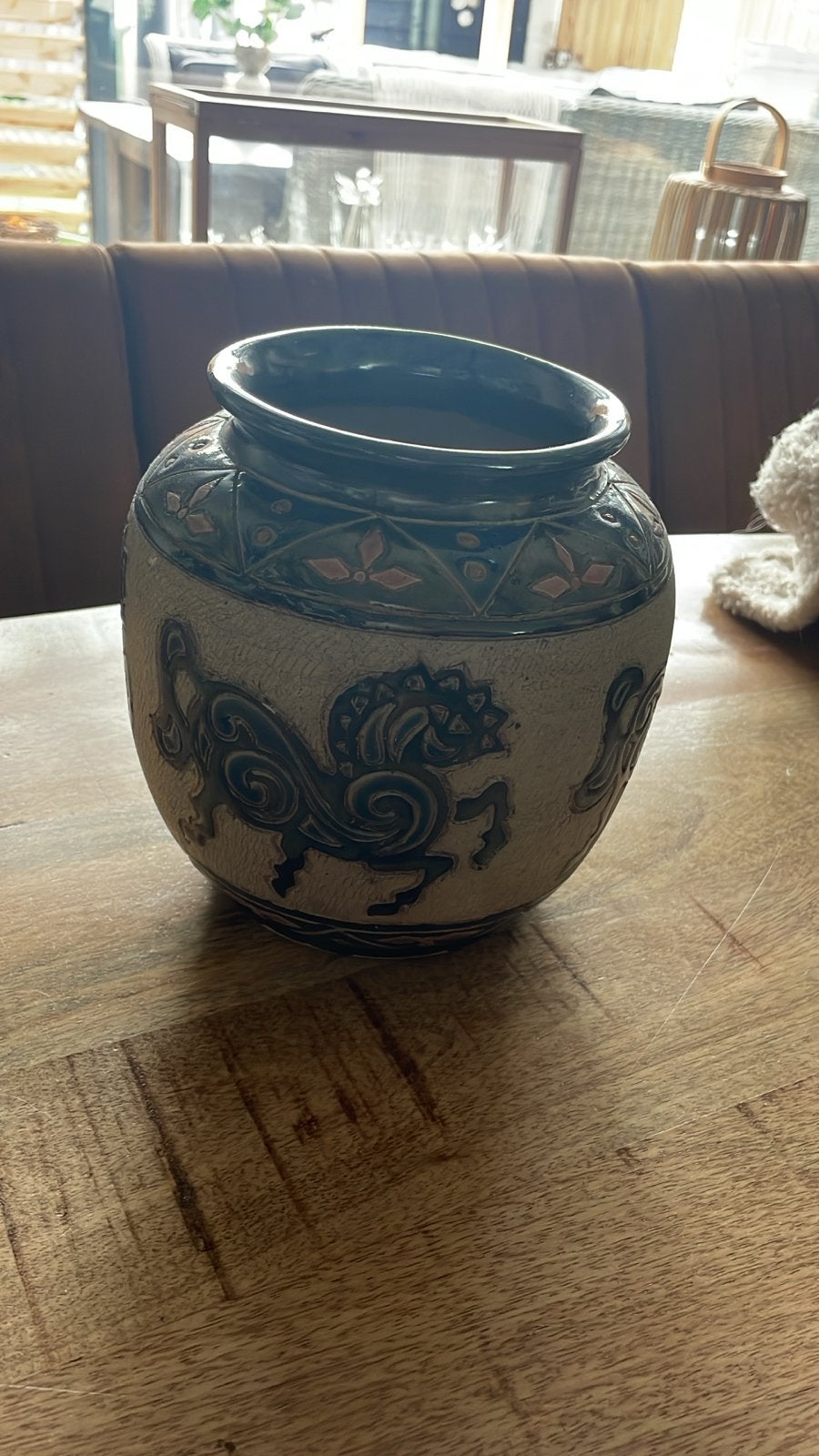 2 stuks vintage keramieken vazen uit Vietnam-, Ophalen of Verzenden