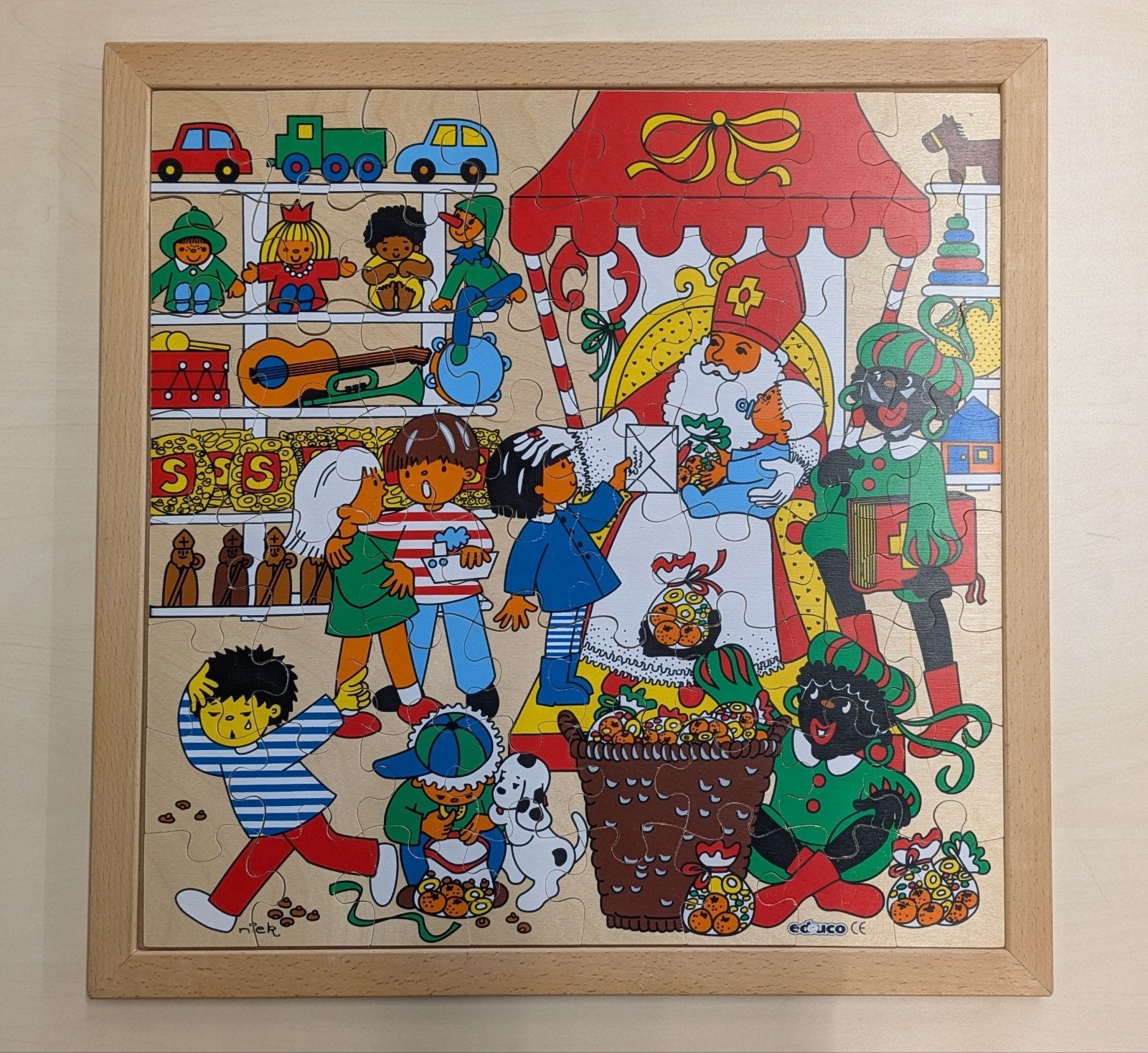 Vintage houten sinterklaas puzzel, Diversen, Ophalen of Verzenden