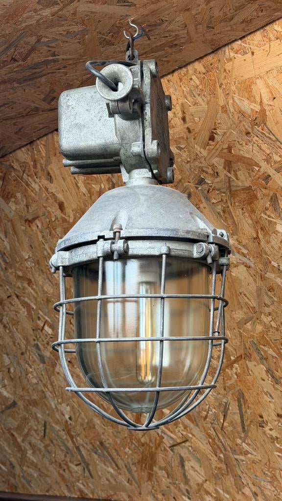 Industriele XXL kooilamp bully Polam, Huis en Inrichting, Lampen | Hanglampen, Gebruikt, Metaal, Ophalen of Verzenden