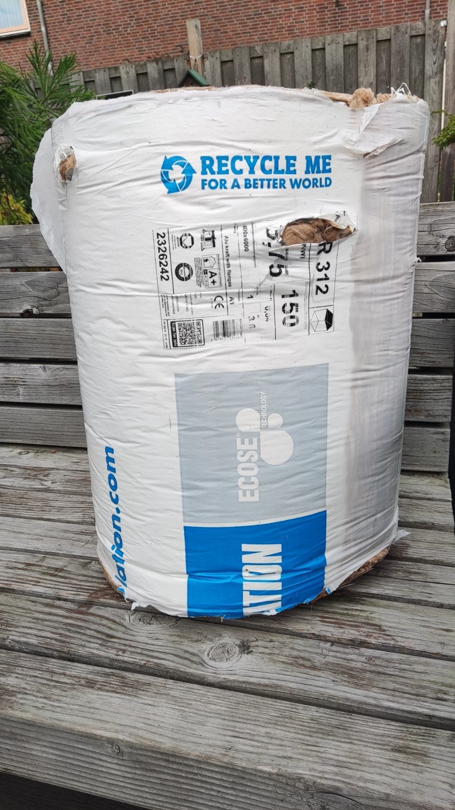 1 Rol Knauf Isolatie/Glaswol 15 cm dik TR312, Ophalen, 12 cm of meer, Nieuw, Muurisolatie