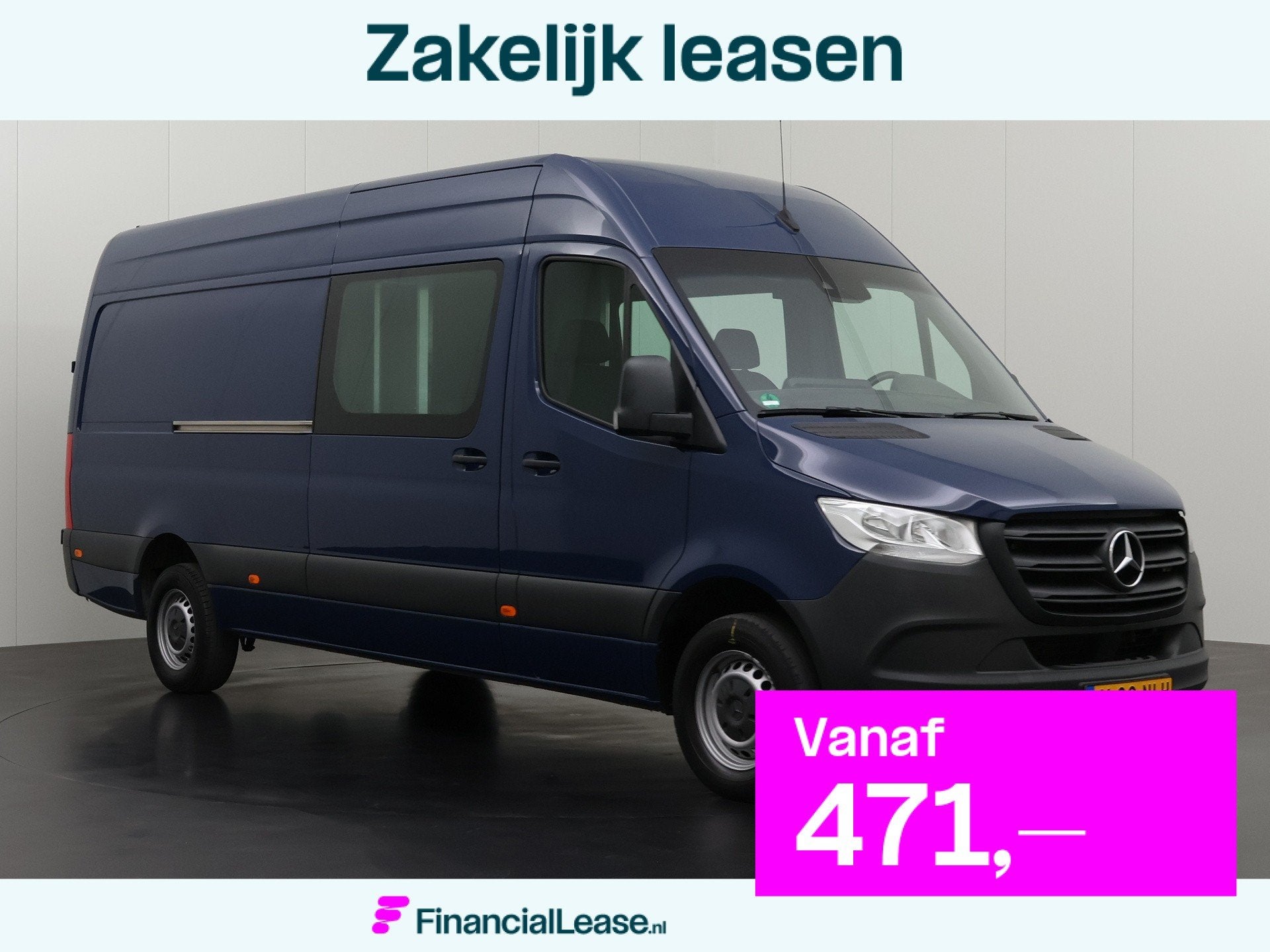 Mercedes-Benz Sprinter 319CDI 3.0V6 L3H2 Maxi Dubbele Cabine, Dealer onderhouden, Gebruikt, 190 pk, Blauw
