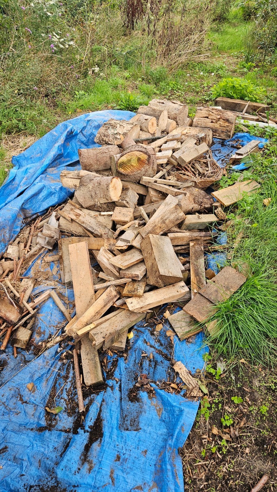 Diverse houtblokken en planken voor brandhout, Tuin en Terras, Haardhout, Minder dan 3 m³, Ophalen, Overige houtsoorten, Blokken