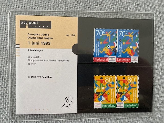 Postzegelmapje PZM110 Europese Jeugd Olympische Dagen 1993, Ophalen of Verzenden, Postfris, Overige thema's
