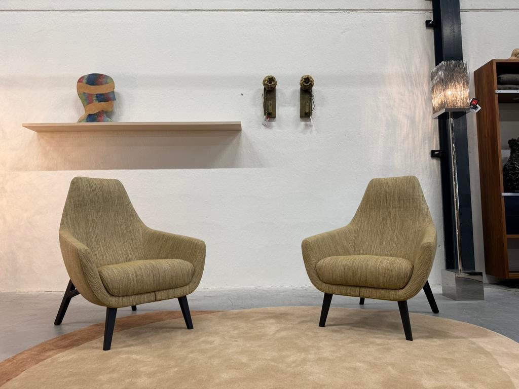 2 Nieuw Montis Enzo Fauteuil stof Design stoel geel, Nieuw, 75 tot 100 cm, Ophalen of Verzenden, 50 tot 75 cm