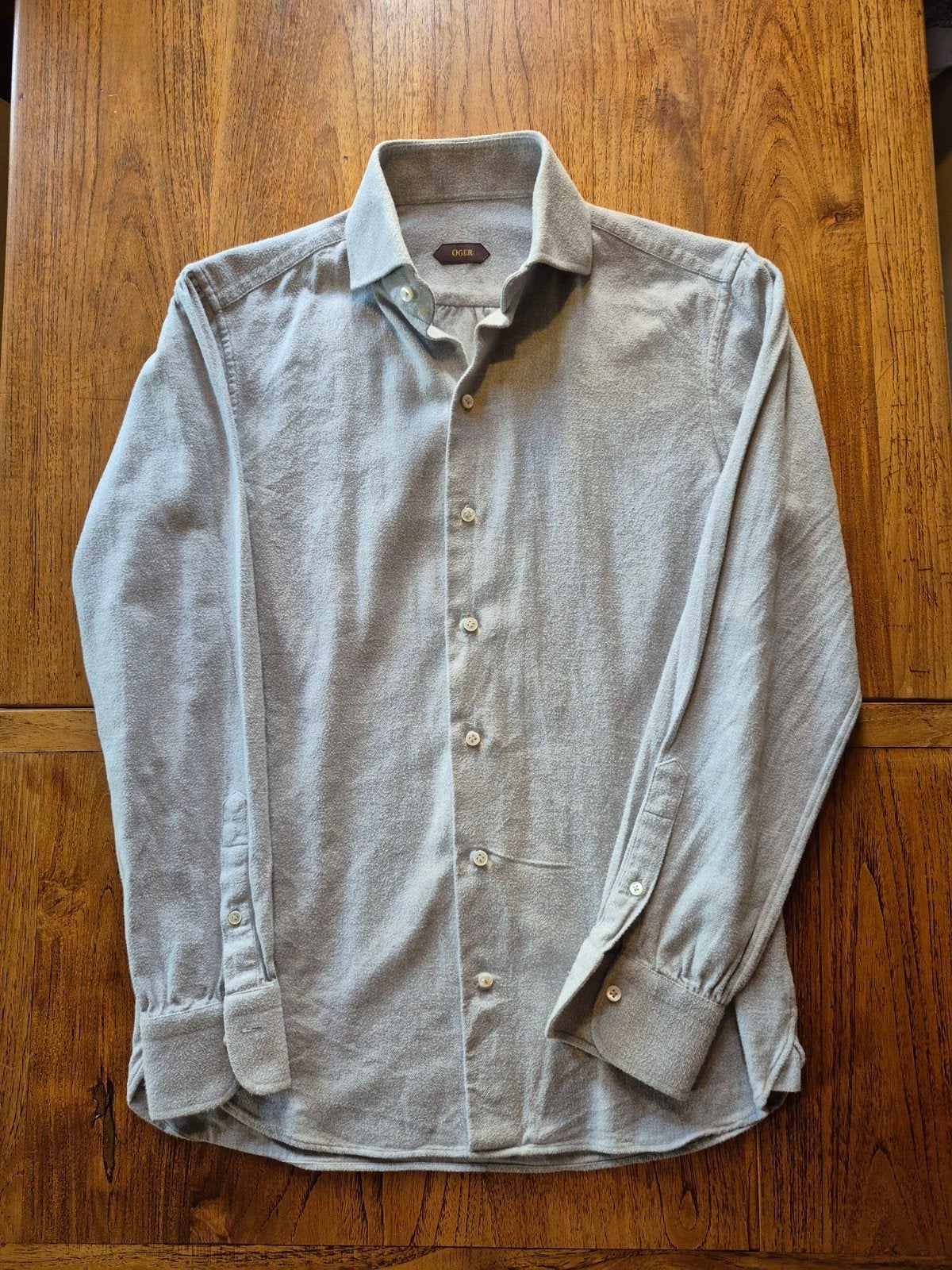 Prachtig Oger Flanel shirt, maat 39, lichtgrijs, nieuwstaat!, Grijs, Halswijdte 39/40 (M), Ophalen of Verzenden, Oger