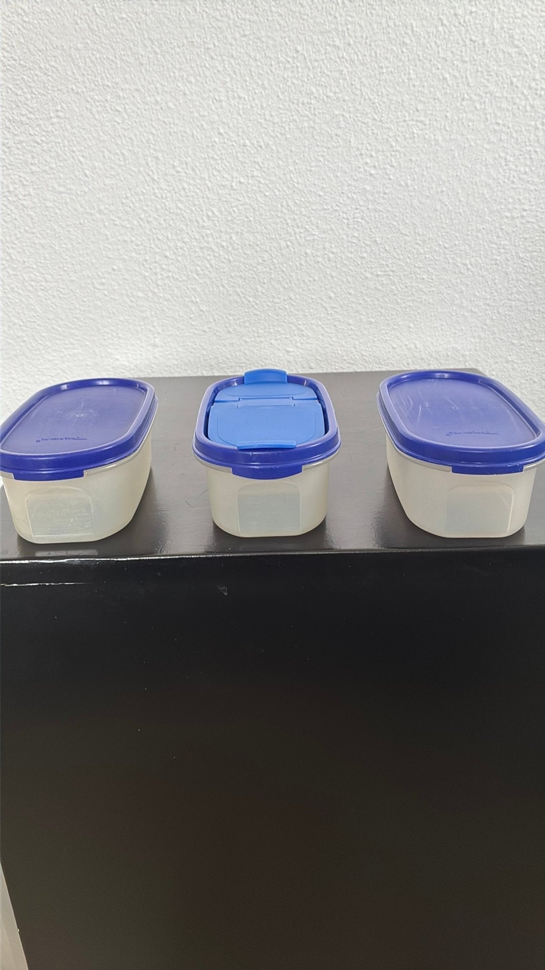 Tupperware ruimtespaarders 3 st 500 ml, Huis en Inrichting, Gebruikt, Bewaardoos, Blauw, Ophalen of Verzenden