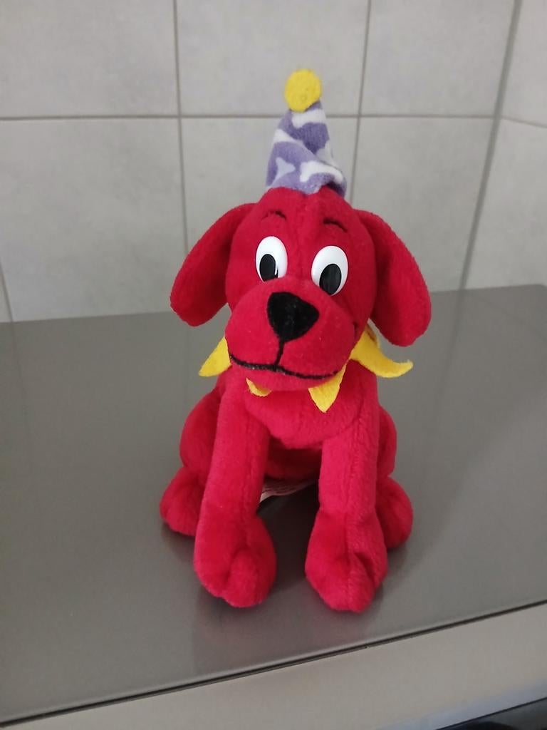 Clifford de Grote Rode Hond Miniknuffel met Feestmuts, Ophalen of Verzenden