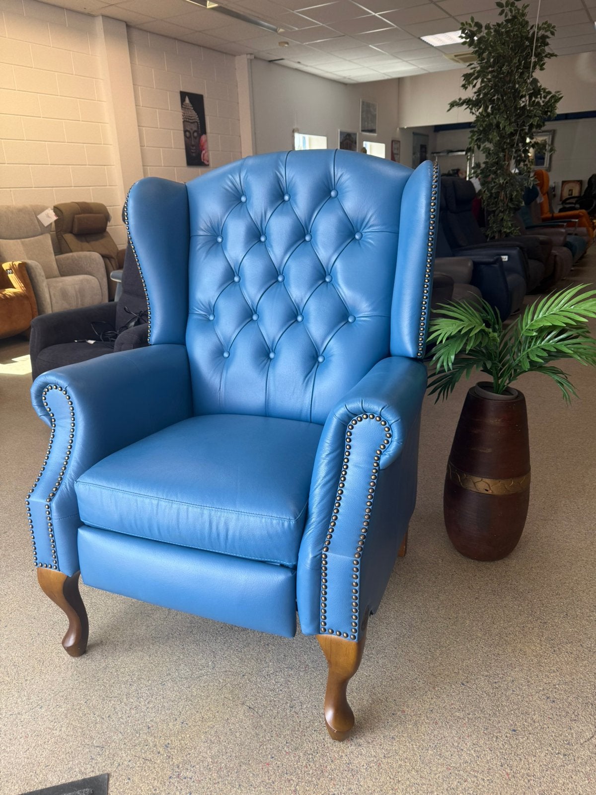 Verstelbare Chesterfield relaxfauteuil relax stoel, Ophalen of Verzenden, Zo goed als nieuw, Leer, Gratis bezorging regio Utrecht