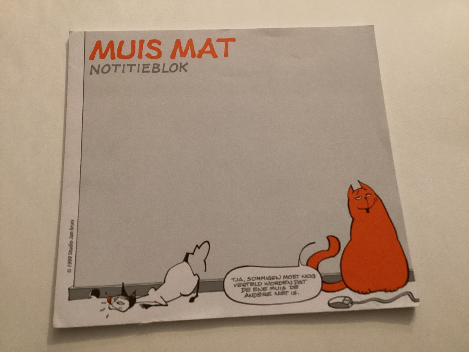 Rode Kater en Loedertje papieren muismat uniek Jan, Jans, Verzamelen, Ophalen of Verzenden, Overige figuren, Nieuw, Overige typen
