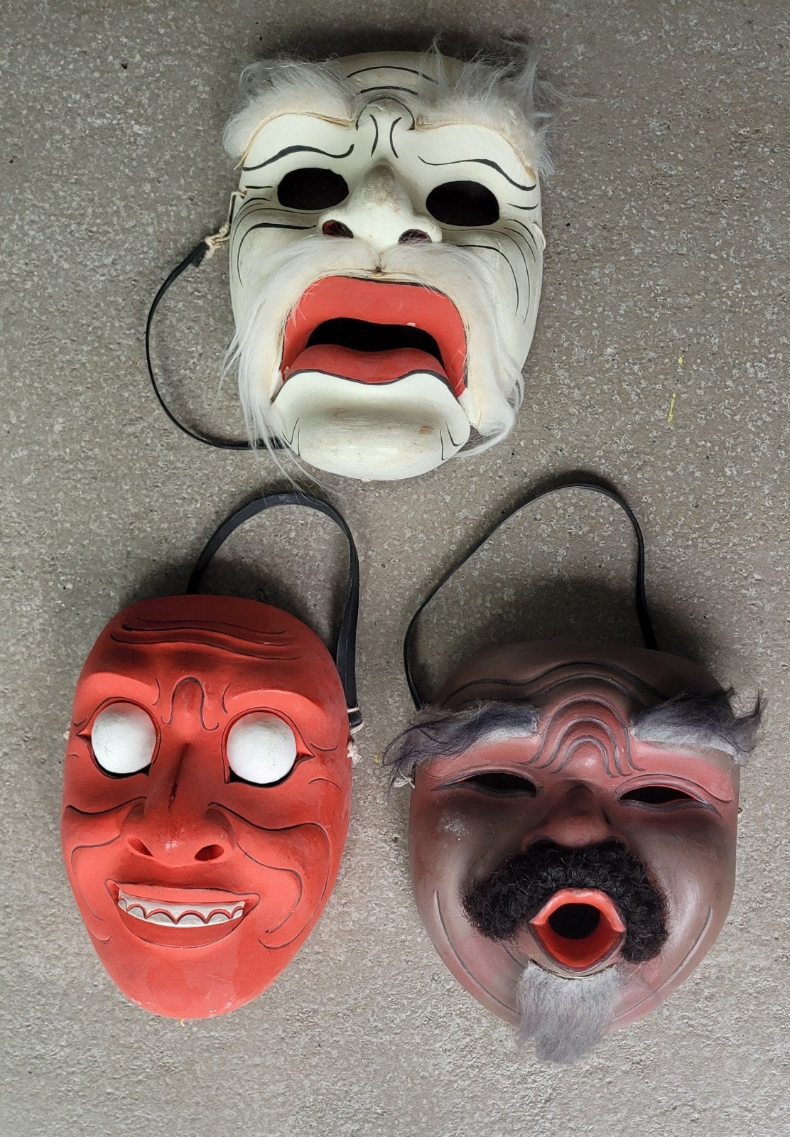 Te koop 3 houten maskers, Ophalen, Masker, Hout, Beschilderd