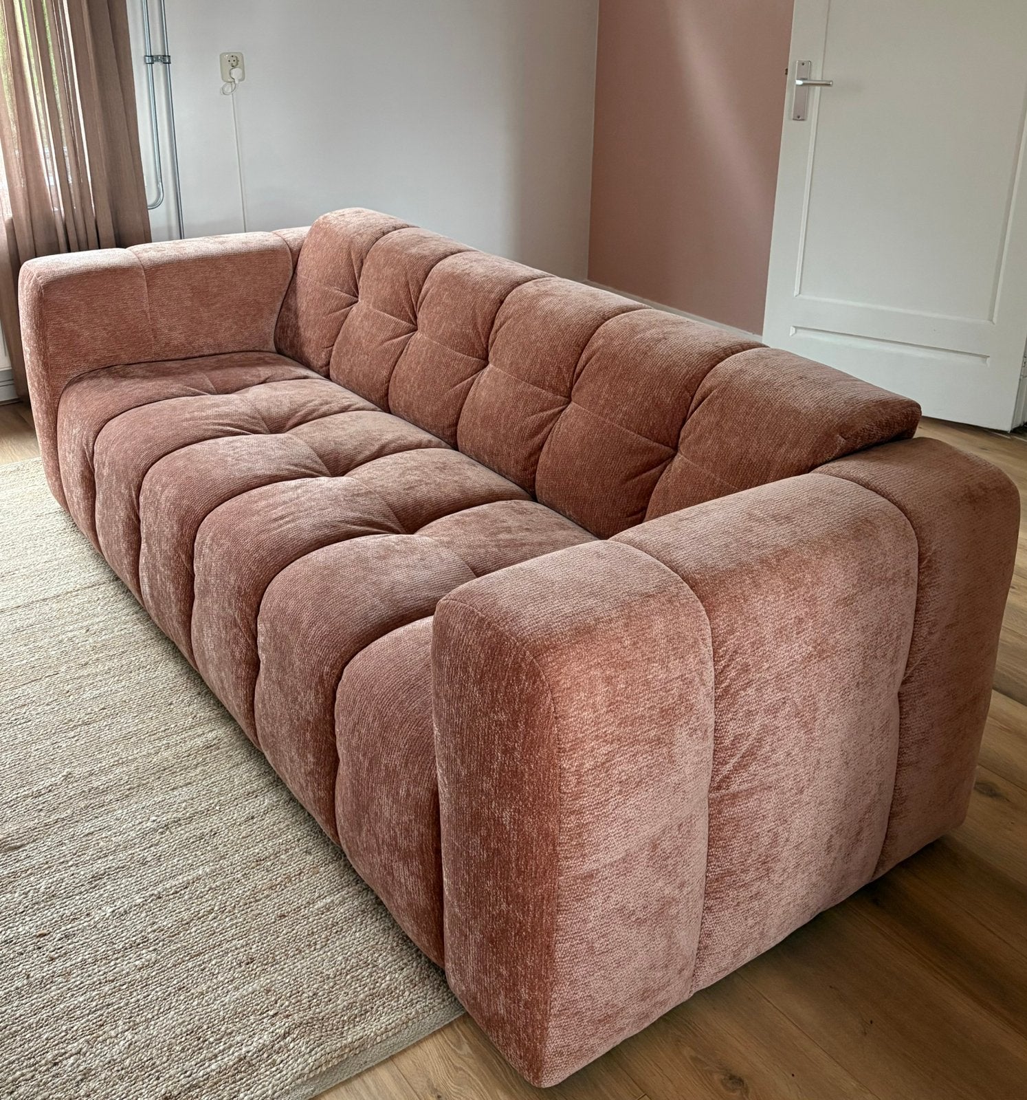 Nous Living 3-zitsbank Lina roze, Ophalen, Driepersoons, 75 tot 100 cm, Zo goed als nieuw