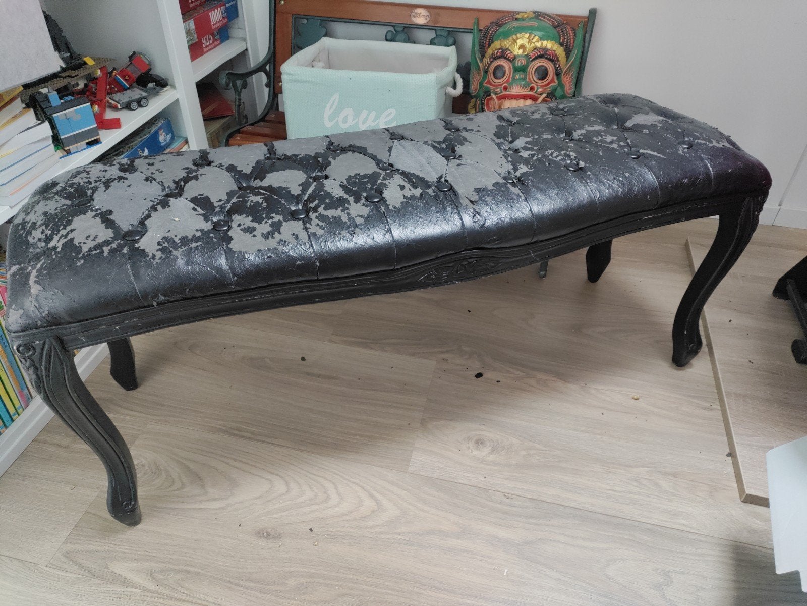 bankje barok zwart, Huis en Inrichting, Ophalen, Rechthoekig, Stof, 125 cm of meer