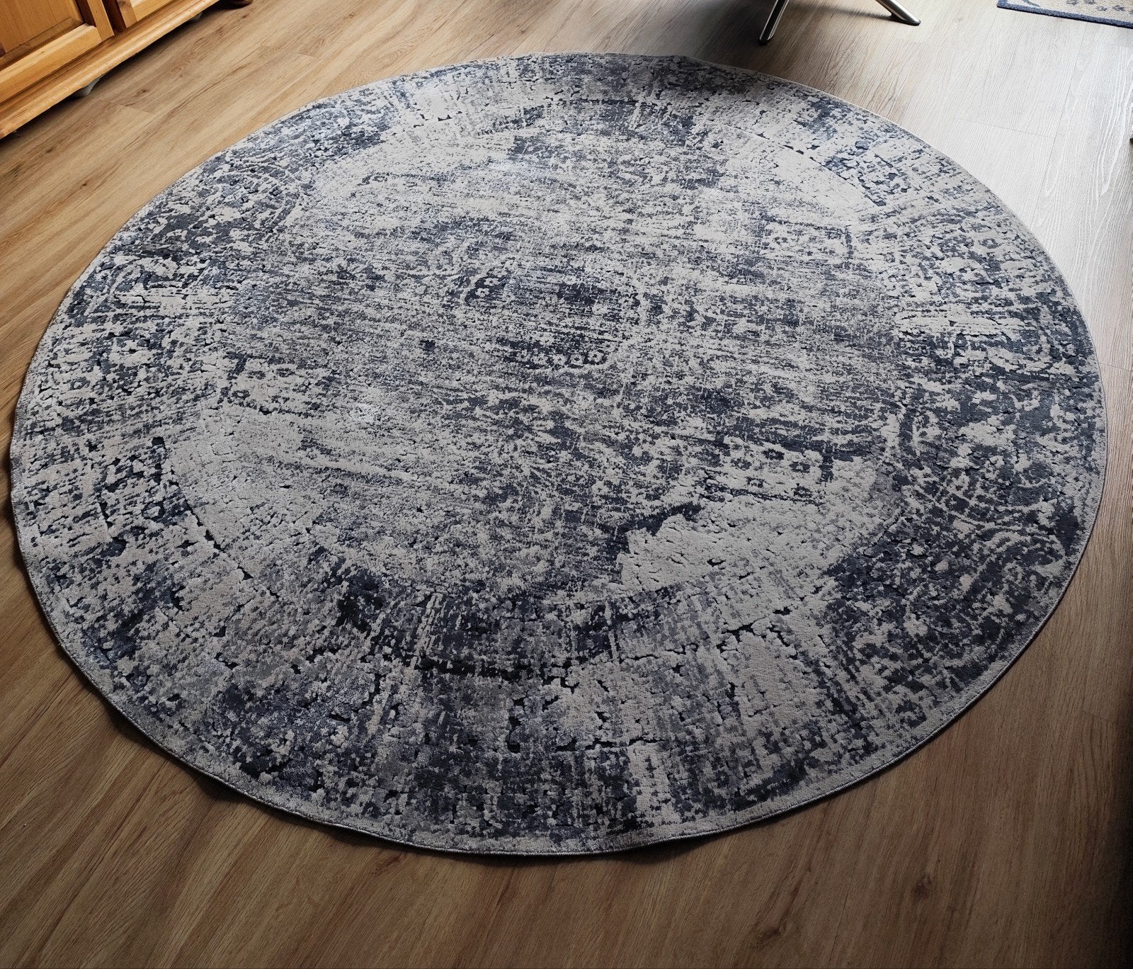 Rugvista Provence Rond Vloerkleed - Donkerblauw/Grijs 2x2m, Ophalen, Grijs, Rond, 200 cm of meer