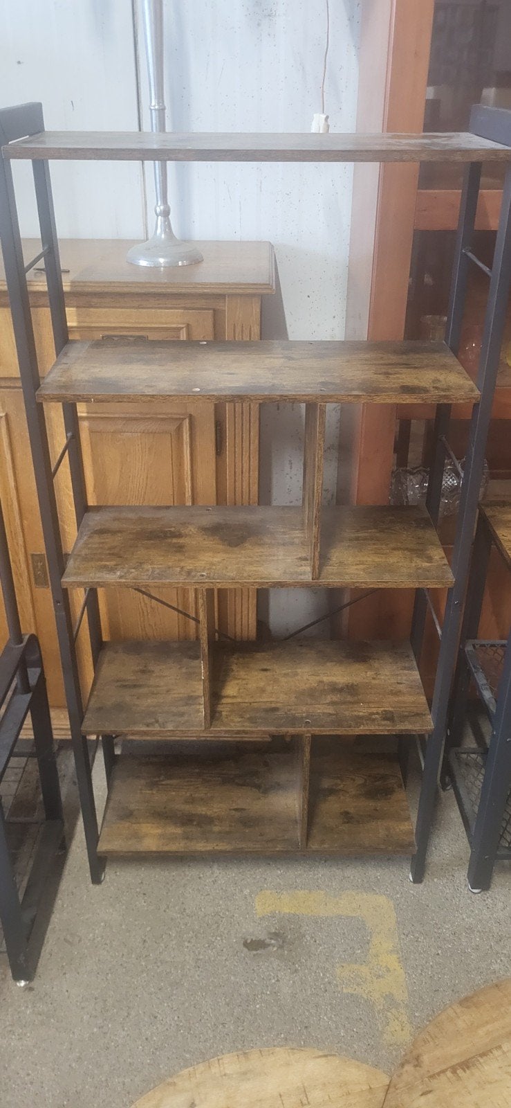Industriële Boekenkast met 5 Niveaus - Hout en Metaal, Overige houtsoorten, Met plank(en), Gebruikt, Industrieel, Modern