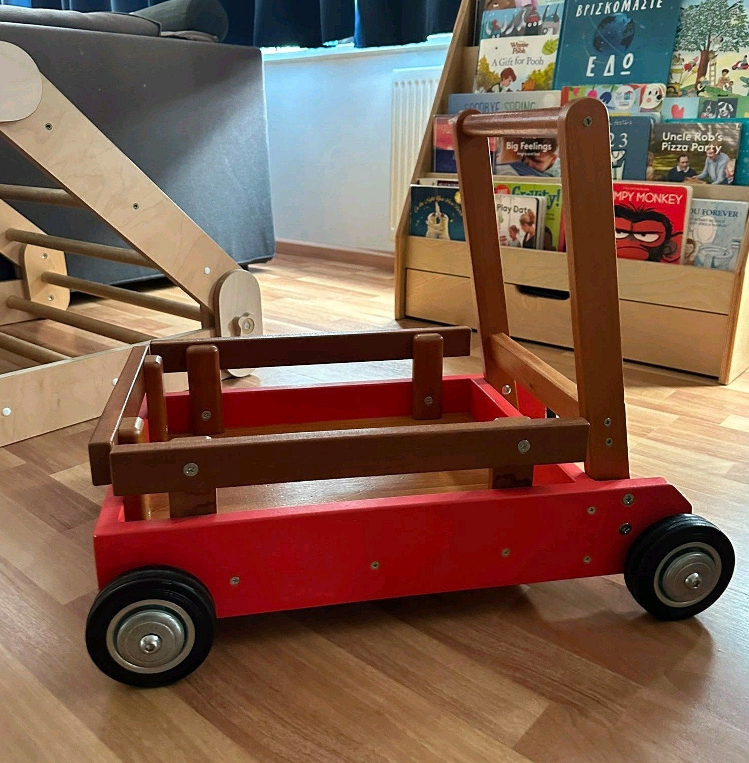 Handmade Wooden Walker Wagon – Adjustable Brakes, Ophalen of Verzenden, Gebruikt
