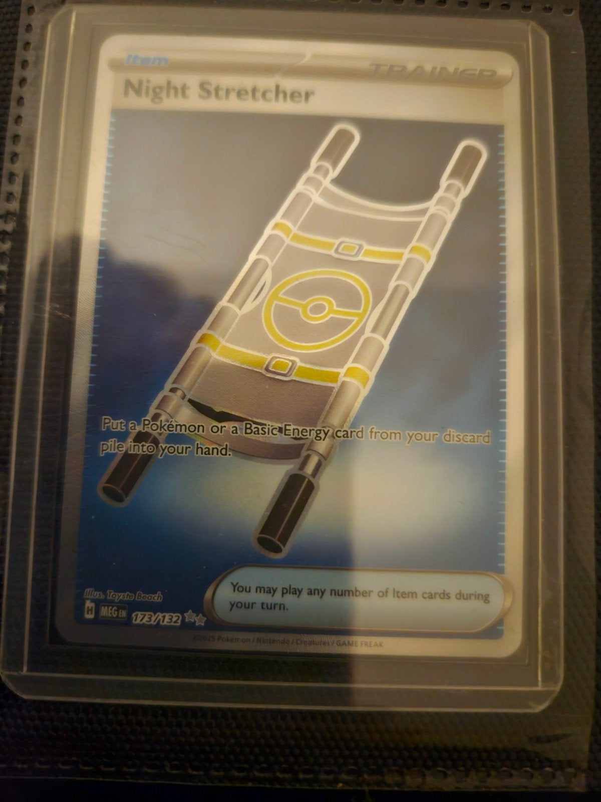 Pokemon Night Stretcher 173/132 Mega Evolution, Ophalen of Verzenden, Zo goed als nieuw, Losse kaart, Foil