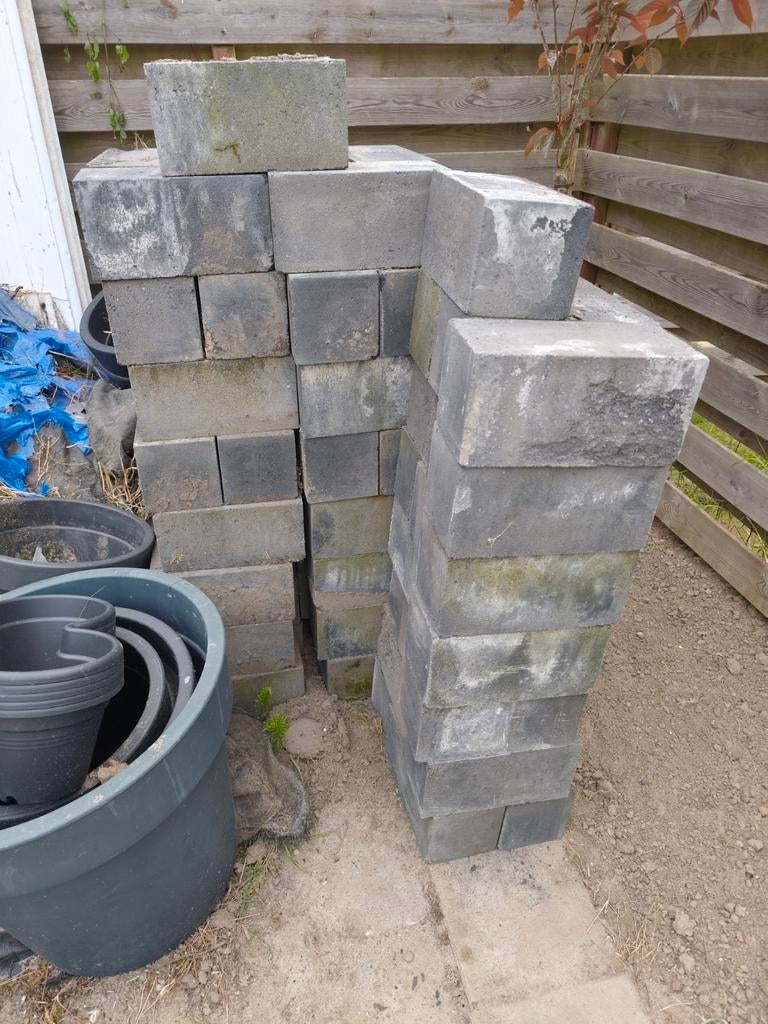 71 Wallblocks 30x15x15 cm - nooit verlijmd, Tuin en Terras, Tegels en Klinkers, Ophalen, Gebruikt, Overige typen, Minder dan 5 m²