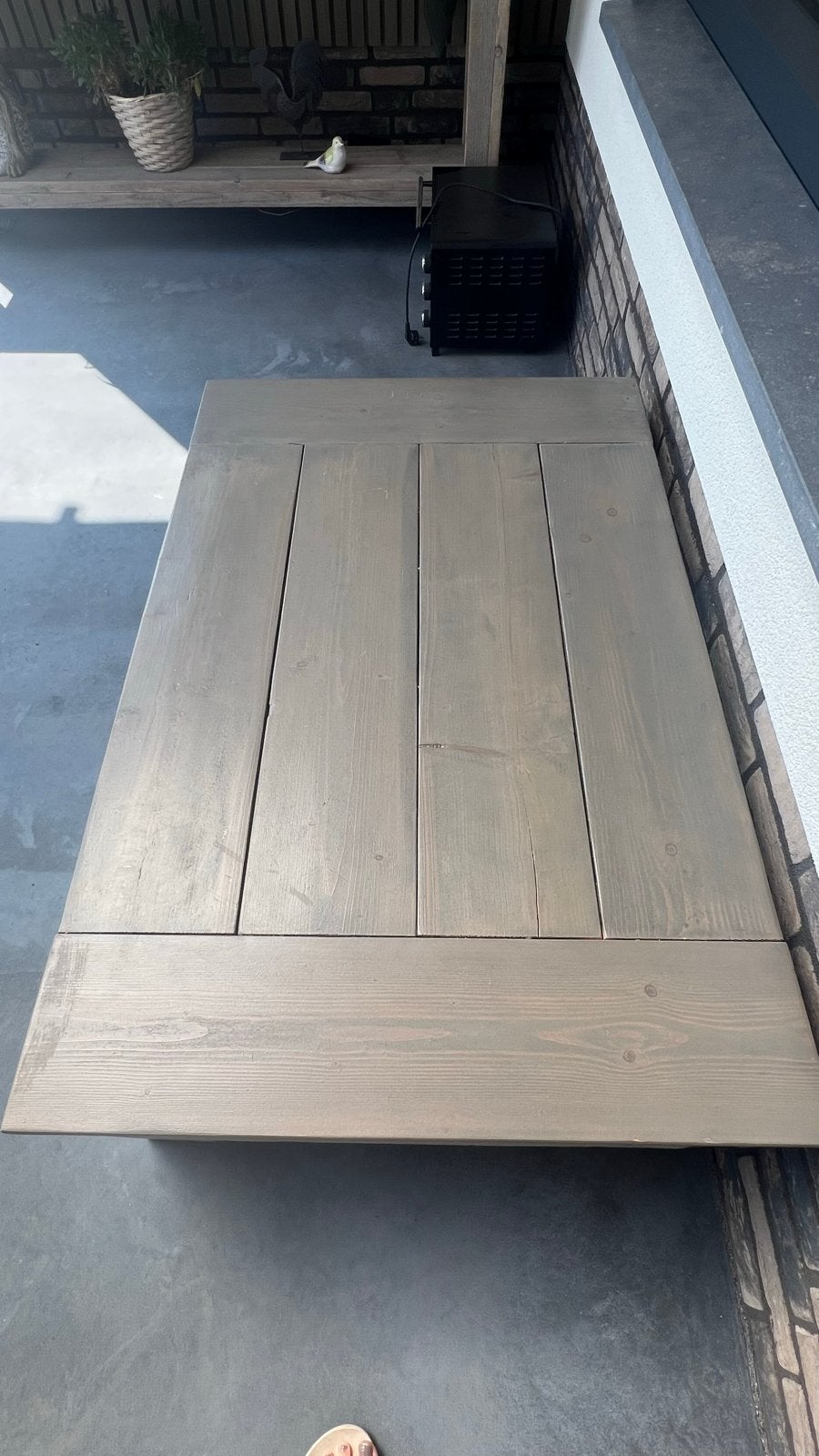 Grey wash salontafel met onderlegplank, Ophalen, Minder dan 50 cm, Gebruikt, 100 tot 150 cm