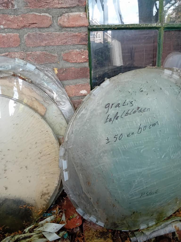 Gratis ronde tafelbladen en legplanken v kas kweekkas enz, Ophalen, Gebruikt, 50 tot 100 cm, Rond