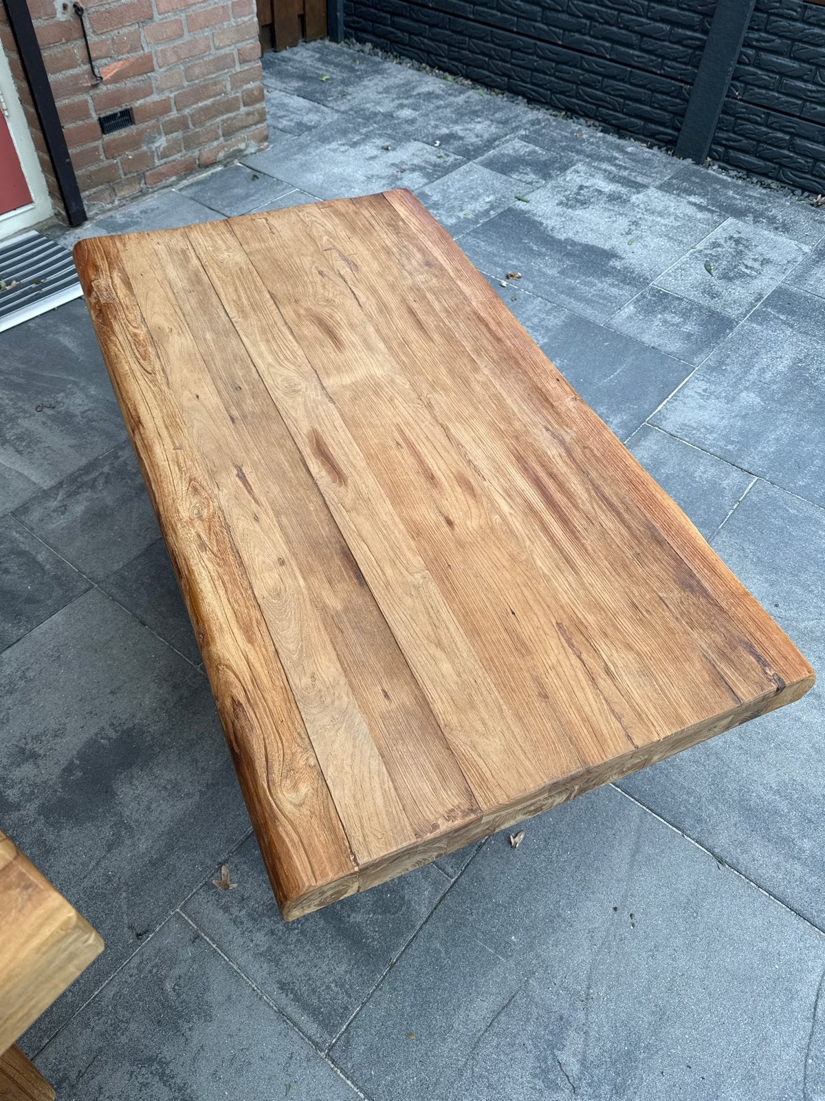 Robuuste houten salontafel  - Gebruikt, Tuin en Terras, Ophalen, Gebruikt, Rechthoekig, Hout