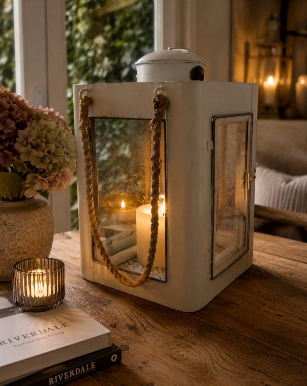 Riverdale Windlicht - 26x26x35 cm - Gebruikt, Goede Staat, Huis en Inrichting, Woonaccessoires | Kandelaars en Kaarsen, Gebruikt