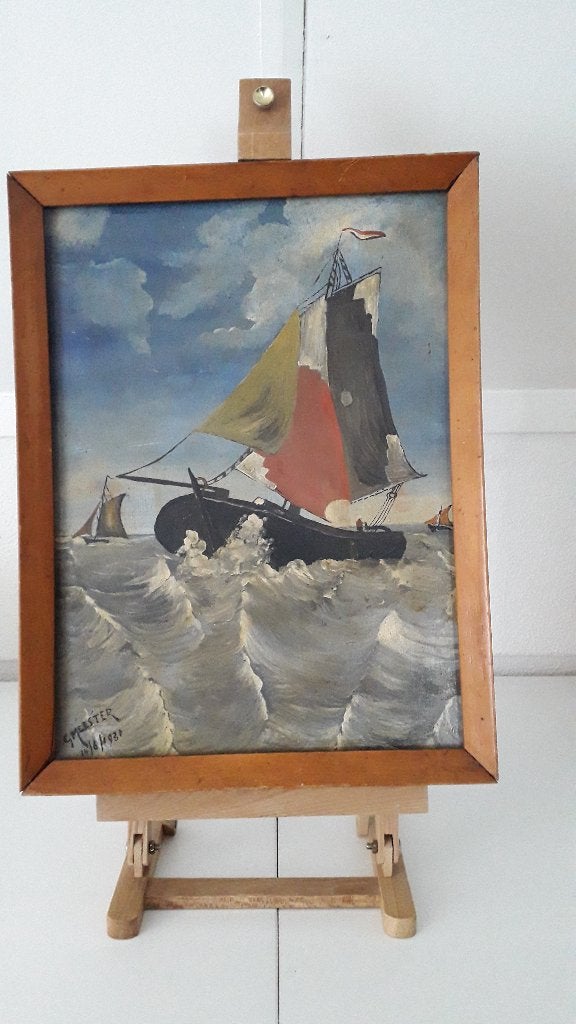 Mooi oud Schilderij van G.Meester.( zie beschrijving ), Ophalen, Origineel werk, Maritiem / water, Overige ondergronden