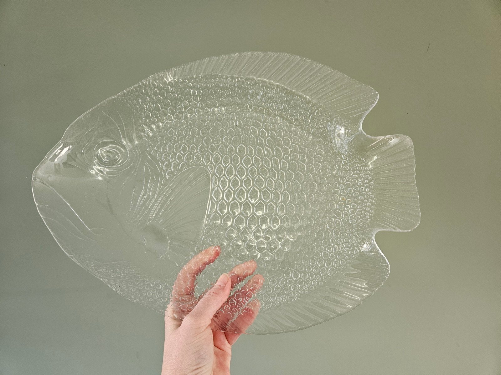 Vintage Arcoroc vis schaal / serveerschaal helder glas, Ophalen of Verzenden, Overige stijlen, Glas, Schaal of Schalen