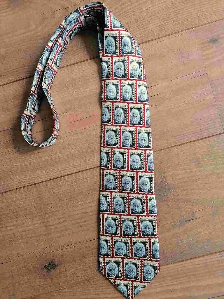Stropdas met postzegelprint USA / Albert Einstein 100% zijde, Overige kleuren, Robin Roth, Nieuw, Ophalen of Verzenden