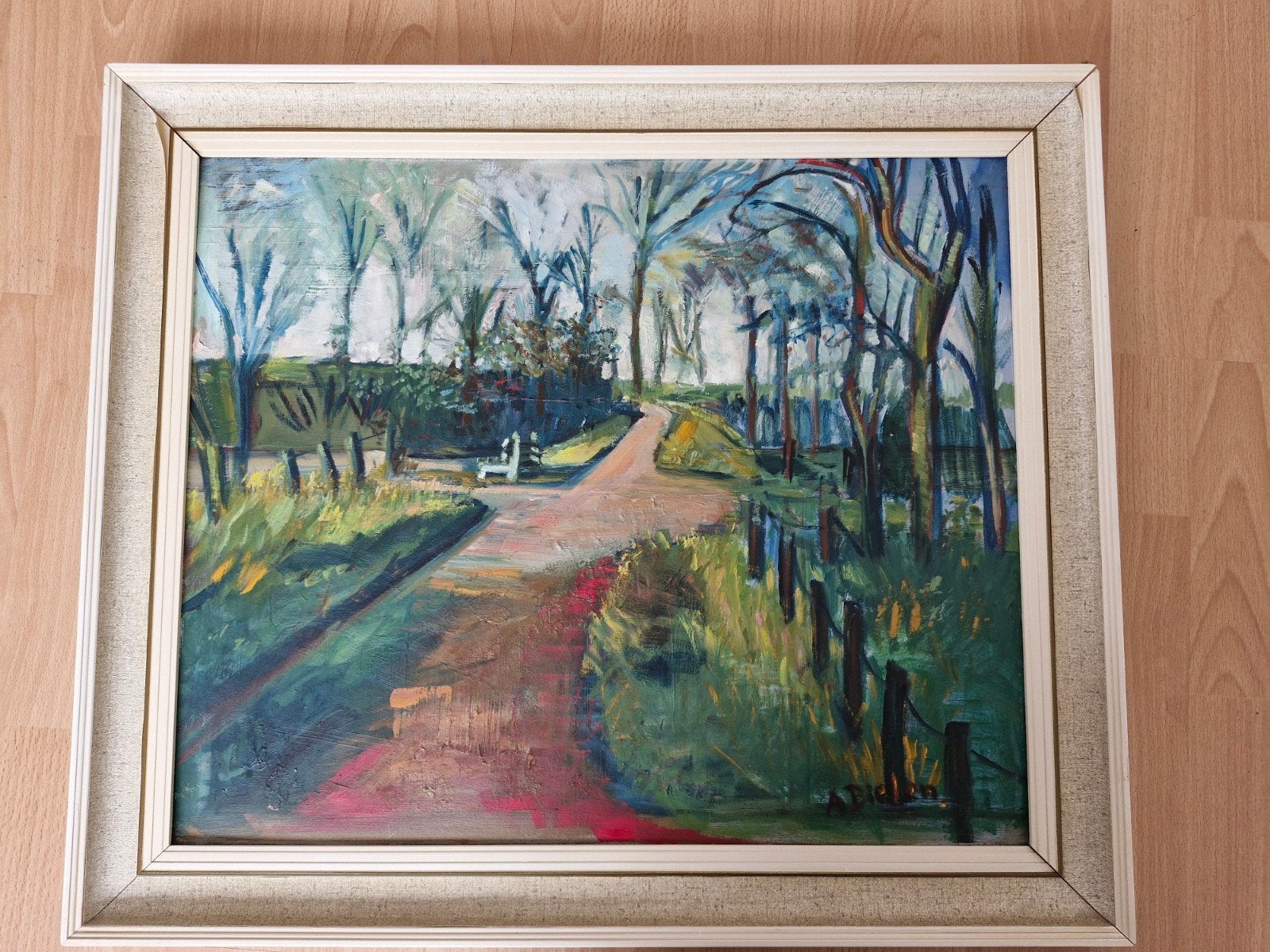 Schilderij Landschap omgeving Terneuzen ca. 1925, Ophalen, Doek, Origineel werk, Expressionistisch