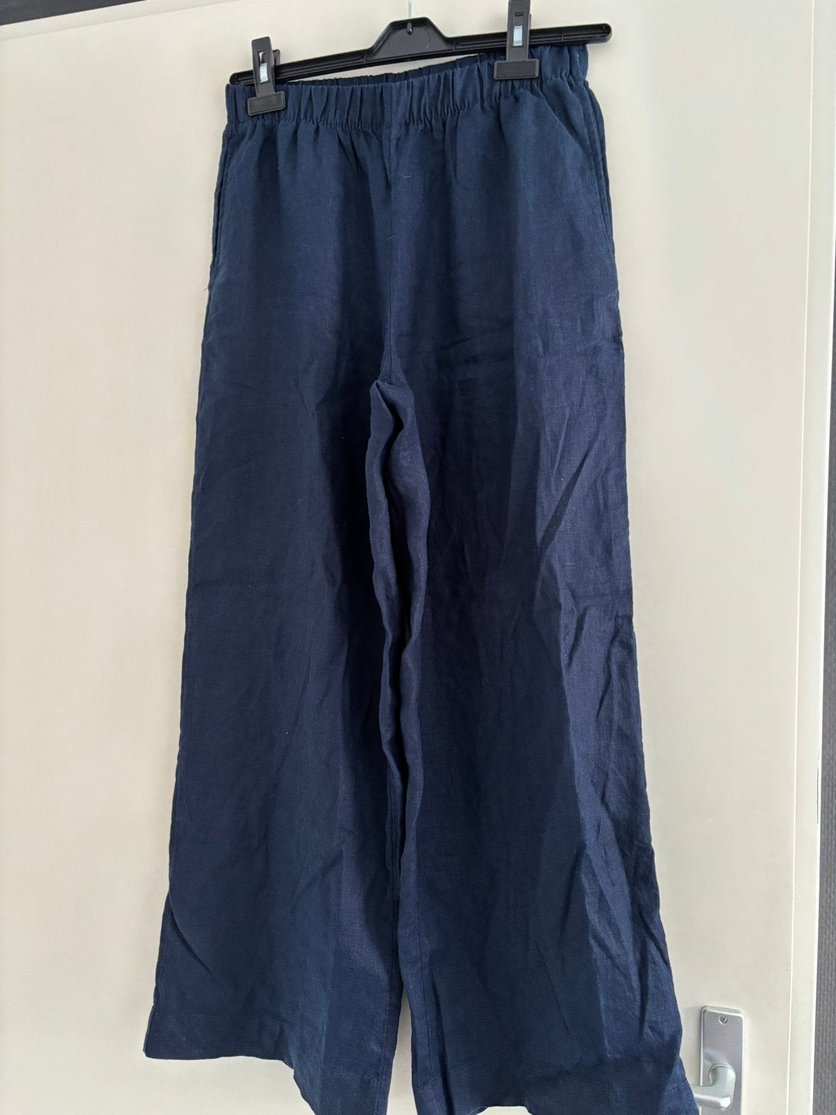 Super mooie donkerblauwe linnen broek maat S H&M, Blauw, Nieuw, Ophalen of Verzenden, Maat 36 (S)