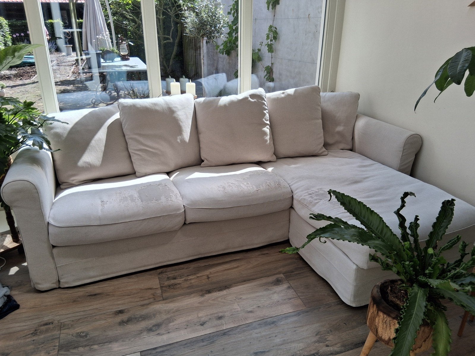 IKEA 3-zitsbank met chaise longue GRATIS, Ophalen, 250 tot 300 cm, Gebruikt, Driepersoons