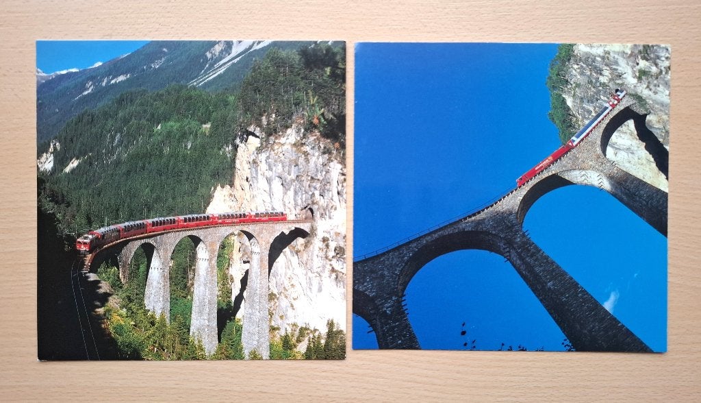 Afbeeldingen Rhatische Bahn - Landwasser (CH), Ophalen of Verzenden, Zo goed als nieuw, Trein, Kaart of Prent