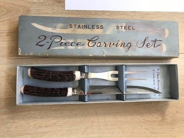 2-Piece Carving Set, Ophalen of Verzenden, Nieuw, Rvs of Chroom, Bestekset