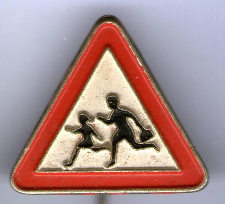 Verkeersbord zilverkleurig speldje ( X_041 ), Verzenden, Zo goed als nieuw, Transport, Speldje of Pin
