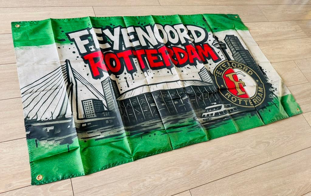Gave NIEUWE Groen Witte Feyenoord Vlag, Verzamelen, Ophalen of Verzenden, Nieuw, Feyenoord