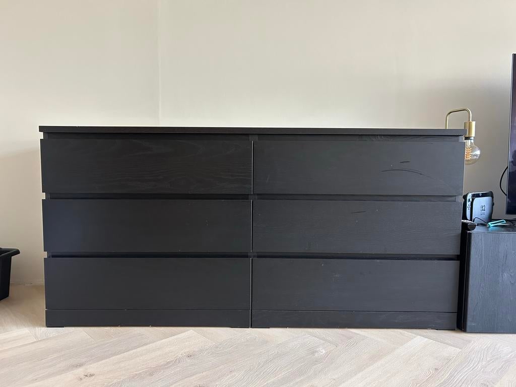 IKEA MALM Zwarte ladekast met 6 lades - Ruime opbergruimte, Ophalen, Overige materialen, Gebruikt, 5 laden of meer