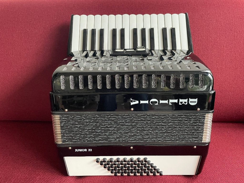 Z.g.a.n. kleine Delicia Junior 22 accordeon .48 bas ., 48-bas, Met koffer, Zo goed als nieuw, Delicia