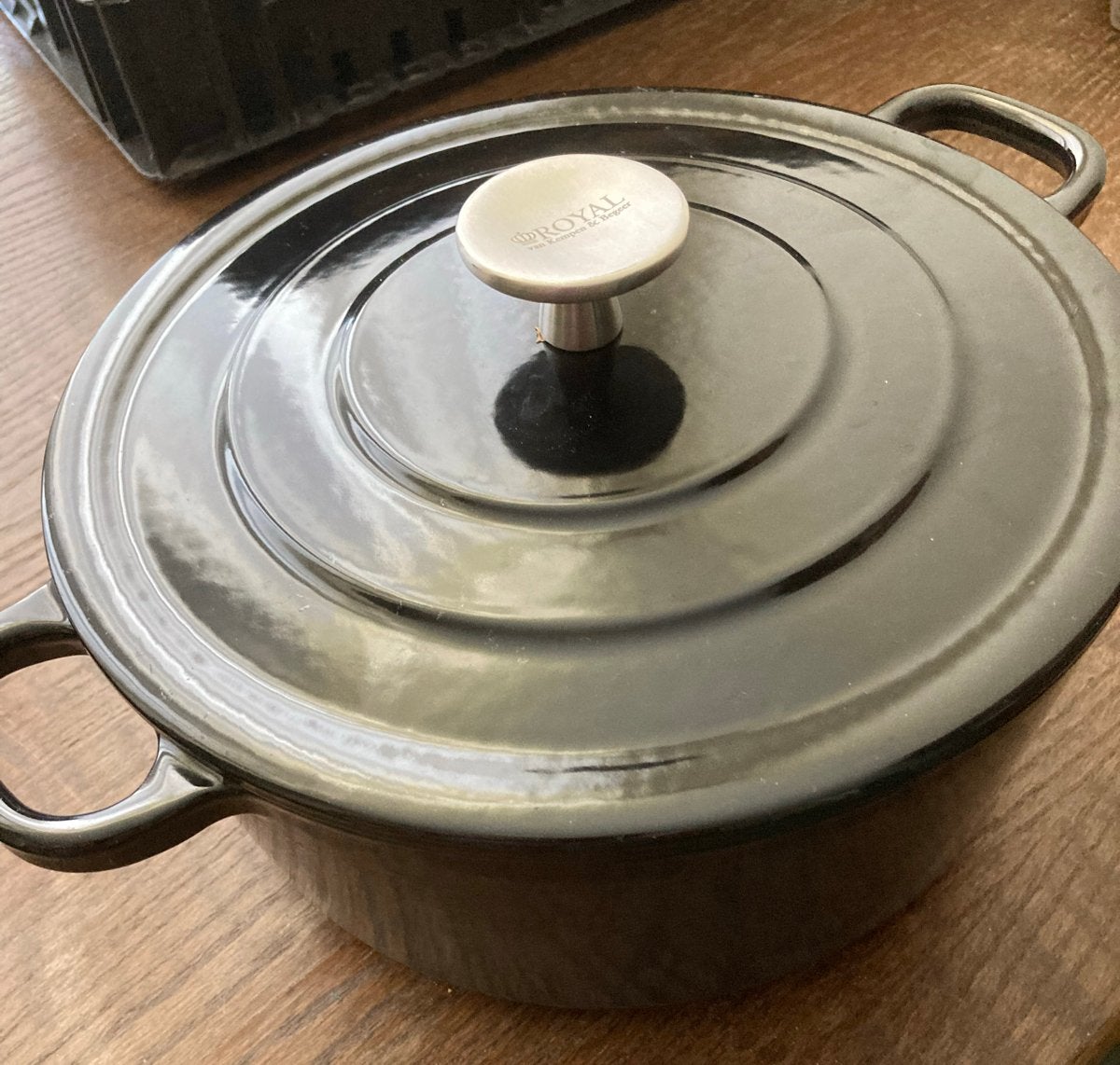 Royal van Kempen & Begeer Gietijzeren Braadpan Zwart, Met deksel, Ophalen of Verzenden, Zo goed als nieuw, Braadpan