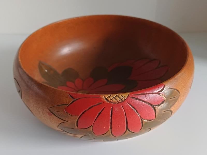 Amsterdamse school hout nijverheid schaaltje (batik stijl), Huis en Inrichting, Woonaccessoires | Schalen en Manden, Gebruikt