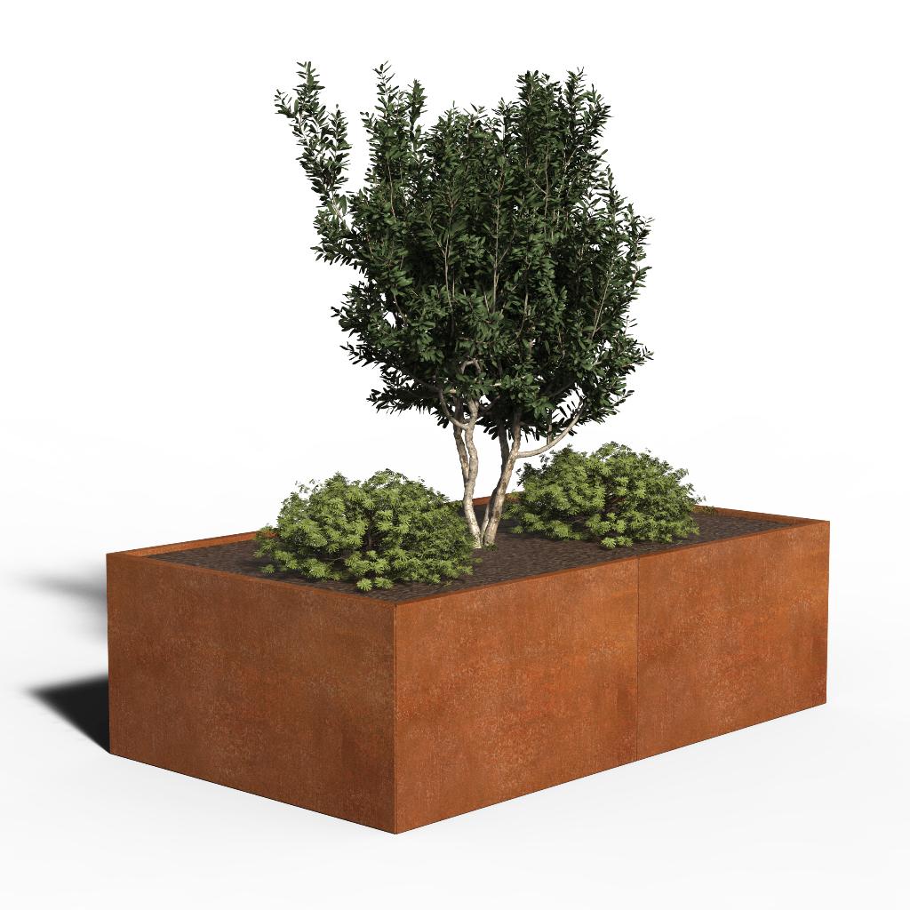 2e-kans: Cortenstaal Plantenbak 200x100x80 EXCL. BODEM, Ophalen, 100 cm of meer, Zo goed als nieuw, Metaal