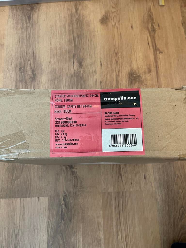 Trampoline Veiligheidsnet 244cm, Hoogte 180cm, Zwart, Kinderen en Baby's, Ophalen of Verzenden, Nieuw
