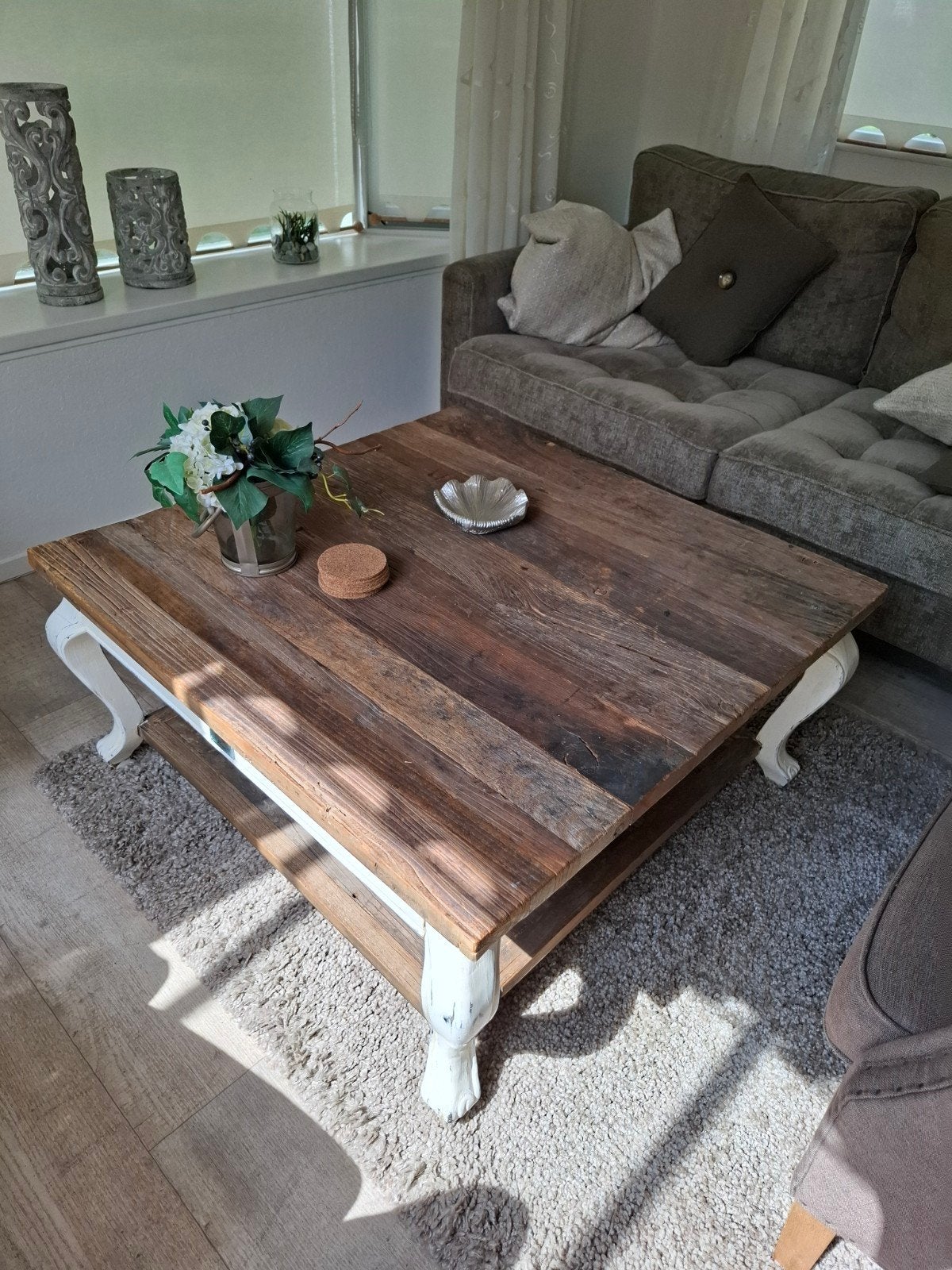 Riviera Maison salon- en bijzettafel set, zgan, Minder dan 45 cm, Vierkant, Landelijk, Riviera Maison, Ophalen of Verzenden