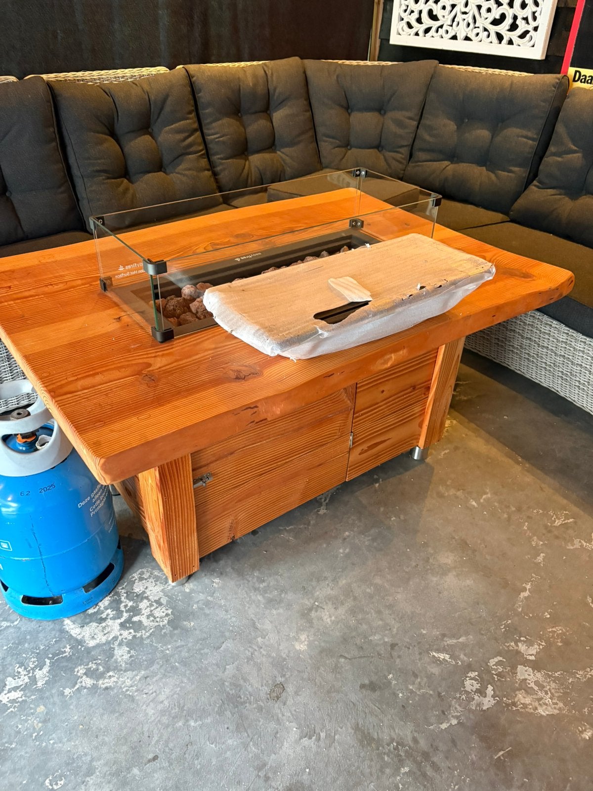 Amerikaans grenenpartytafel met gashaard en BBQ, Ophalen, Nieuw, Inbouwhaard, Gashaard