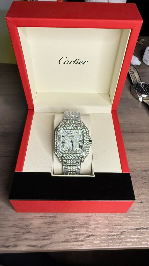 Cartier Horloge Moissant - Santos de Cartier met doos, Overige merken, Leer, Staal, Polshorloge