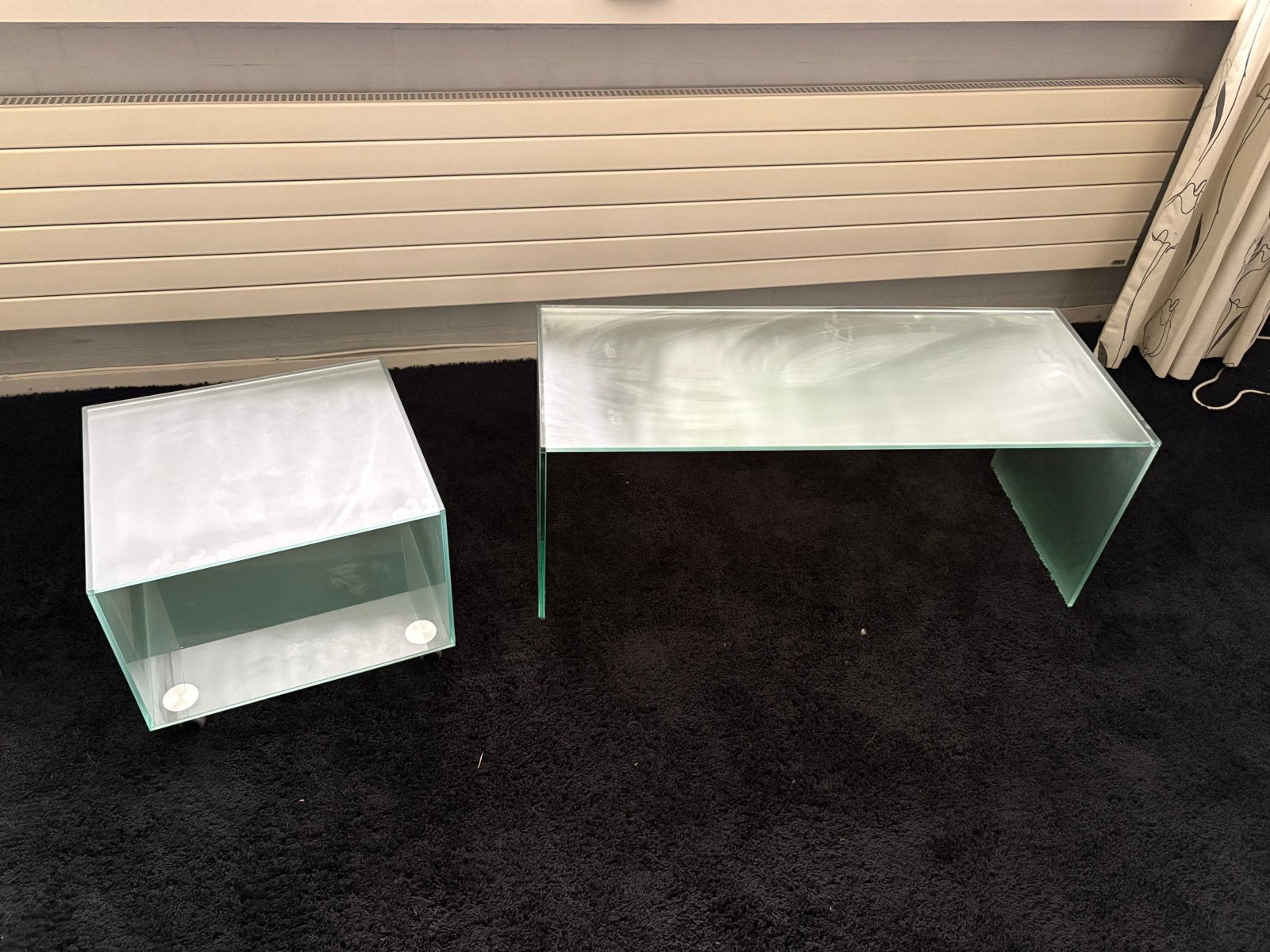 Glazen kubus en tafel - Modern design, Ophalen, Gebruikt, Minder dan 50 cm, 50 tot 100 cm
