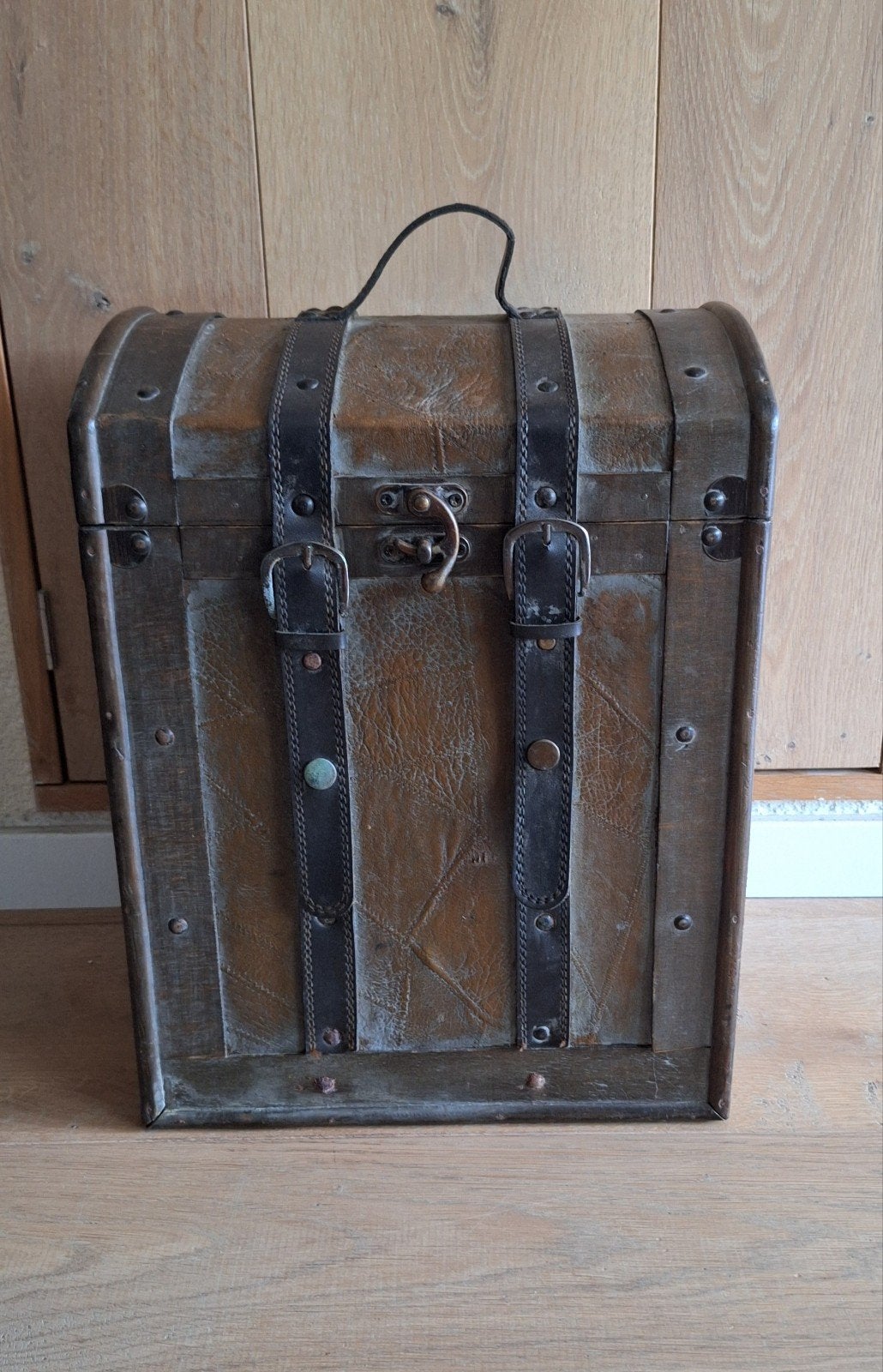 Brede houten vintage wijnkoffer. ., Ophalen of Verzenden