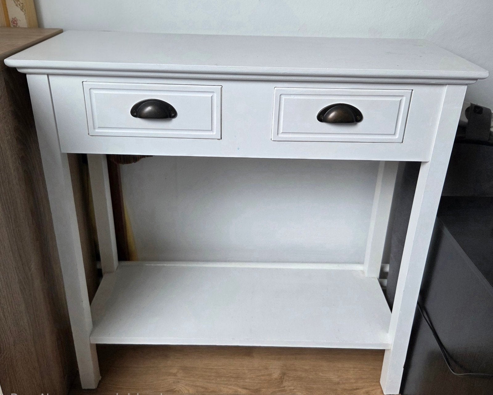 Witte sidetable met lades - 80x30x80 cm, Gebruikt, Ophalen of Verzenden, 75 cm of meer, 60 cm of meer