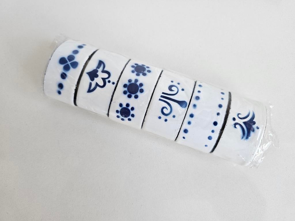 IKEA Heder vintage emaille servetringen blauw wit (set), Huis en Inrichting, Ophalen of Verzenden